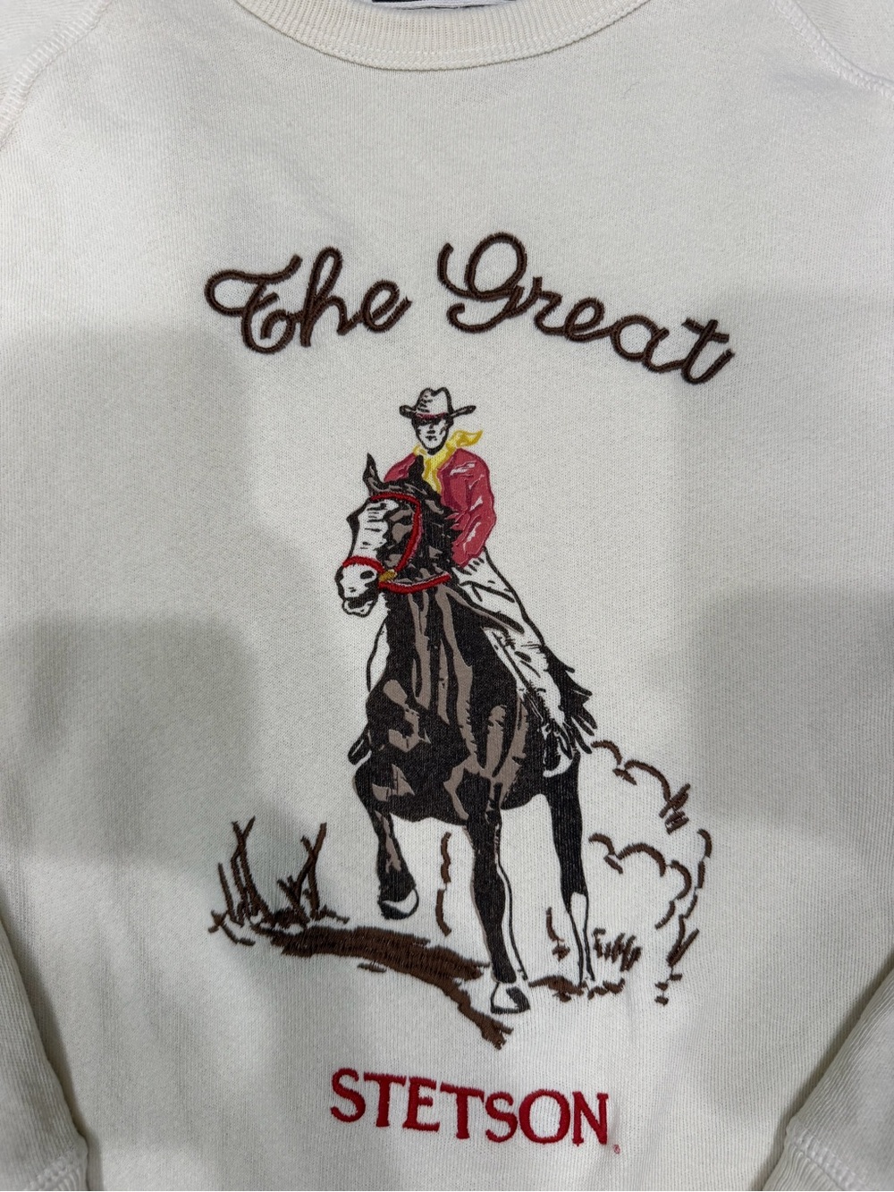 The Great and Stetson College Sweatshirt Embroidered cowboy size 1 small - Picture 3 of 4